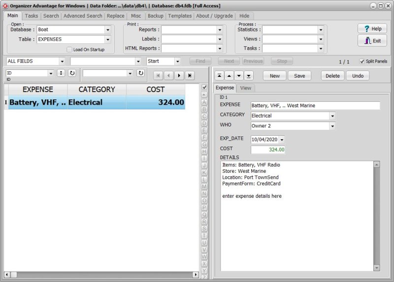 Boat Inventory Software for Windows PCs Expenses